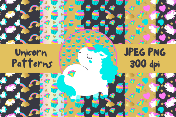 Download Unicorn &amp; Cupcake Digital Paper - Cupcake Collection