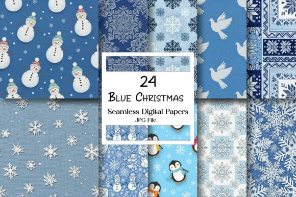 Download Blue Christmas Digital Paper Pack - Digital paper Collection