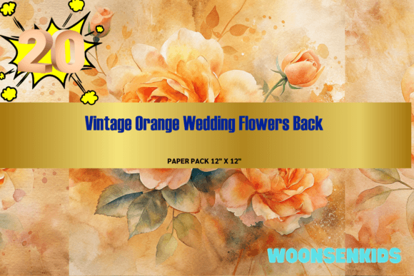 Download Popular Vintage Orange Wedding Flowers Background Watercolor Png Kdp Digital Paper - Digital paper Collection
