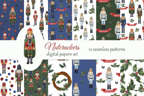 Download Nutcrackers Christmas Digital Paper Pack - Digital paper Collection