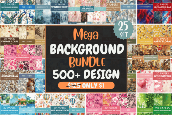 Download Mega Background Digital Paper Bundle - Digital paper Collection