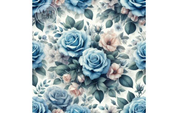 Download Seamless Blue Rose Background 112 - Rose background Collection
