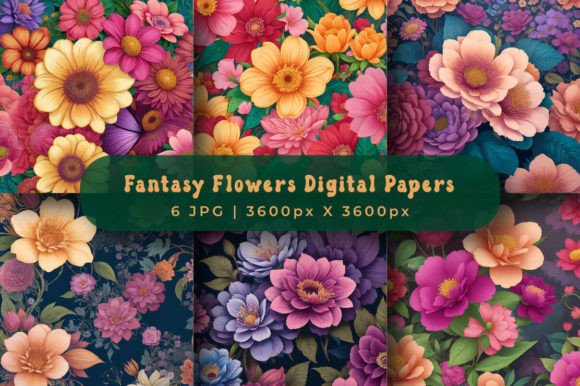 Download Fantasy Flowers Digital Papers - Digital paper Collection