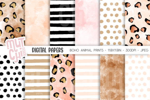 Download Boho Animal Digital Paper Set - Digital paper Collection