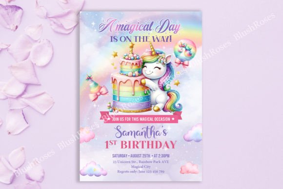 Download Magical Rainbow Unicorn Birthday Invite - Birthday Collection