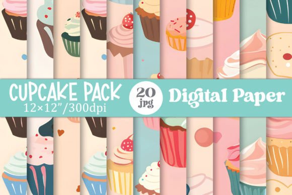 Download Watercolor Cupcake Digital Paper Pack - Cupcake Collection