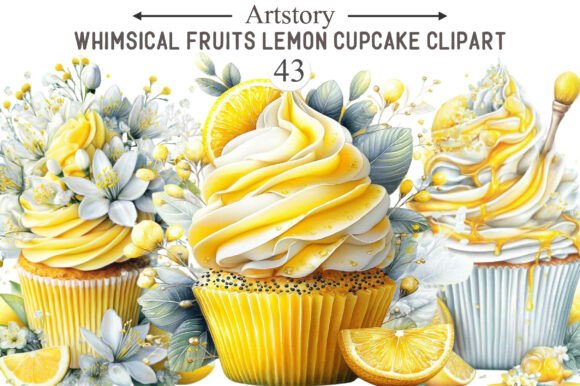 Download Whimsical Fruits Lemon Cupcake Clipart - Cupcake Collection