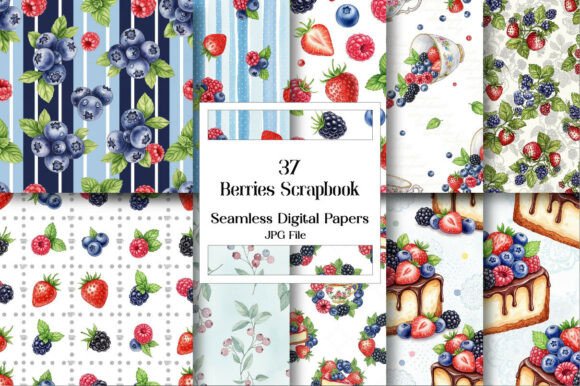 Download Berries Scrapbook Digital Paper - Digital paper Collection