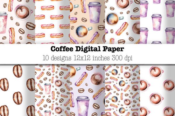 Download Coffee Digital Paper Pack, JPG, Patterns - Digital paper Collection