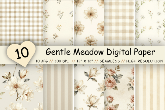 Download Gentle Meadow Digital Paper Pack - Digital paper Collection