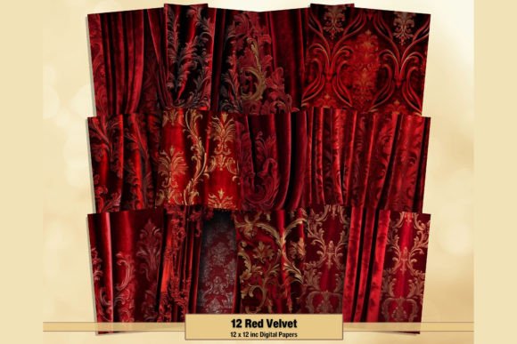 Download Red Velvet Theater Curtain Digital Paper - Digital paper Collection