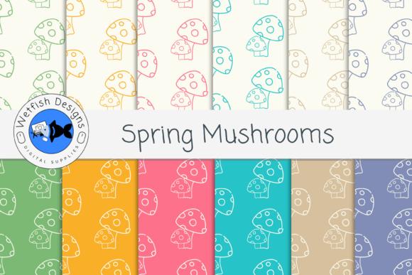 Download Spring Mushroom Digital Paper Pack - Digital paper Collection