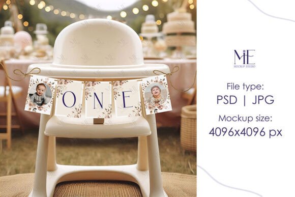 Download First Birthday Highchair Banner Mock Up - Birthday Collection