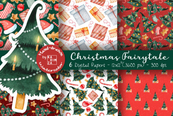 Download Watercolor Christmas Digital Paper Pack - Digital paper Collection