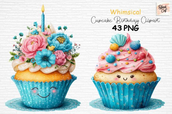 Download Whimsical Cupcake Birthday Clipart PNG - Premium Resources