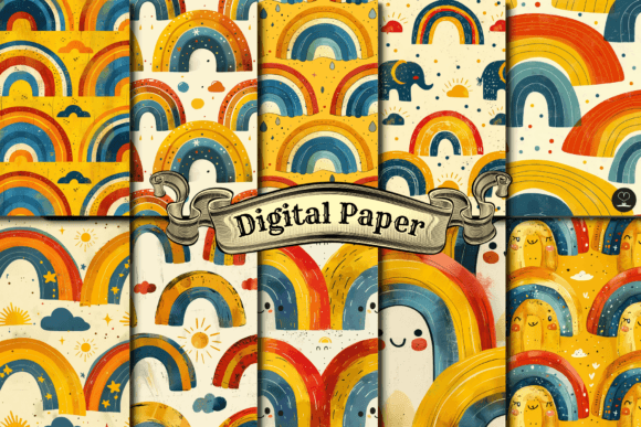 Download Boho Pastel Rainbows Digital Paper - Digital paper Collection
