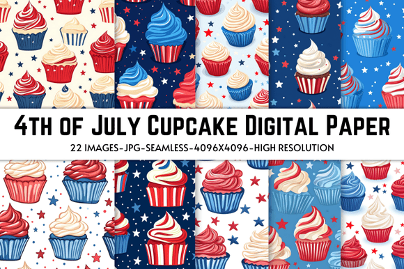 Download 4th of July July Cupcake Digital Paper - Cupcake Collection