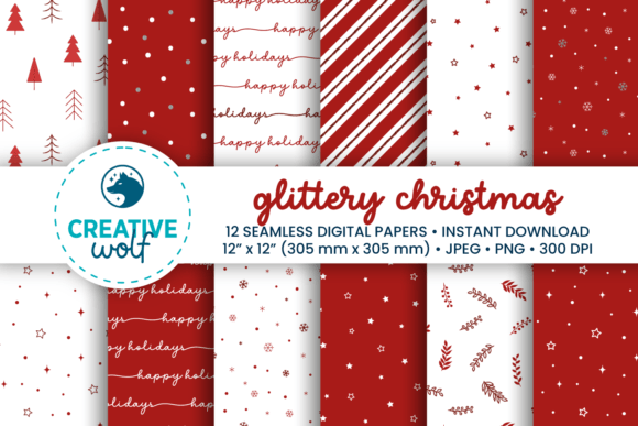 Download Glittery Christmas Digital Paper Pack - Digital paper Collection