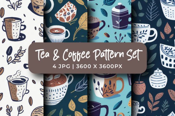 Download Tea &amp; Coffee Pattern Design Set - Coffee pattern Collection