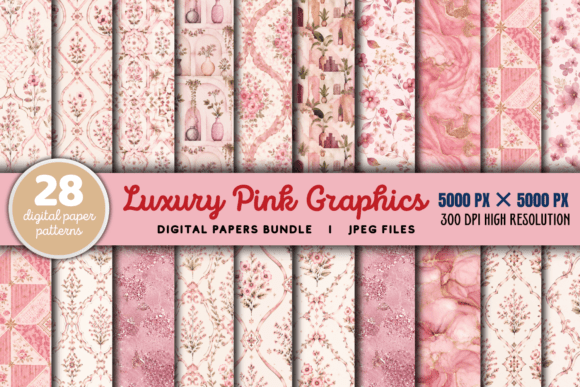 Download Luxury Pink Digital Paper Bundle - Digital paper Collection