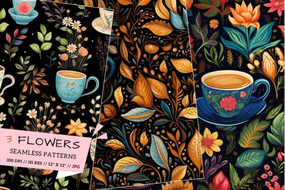 Download Whimsical Coffee Digital Paper, Patterns - Digital paper Collection