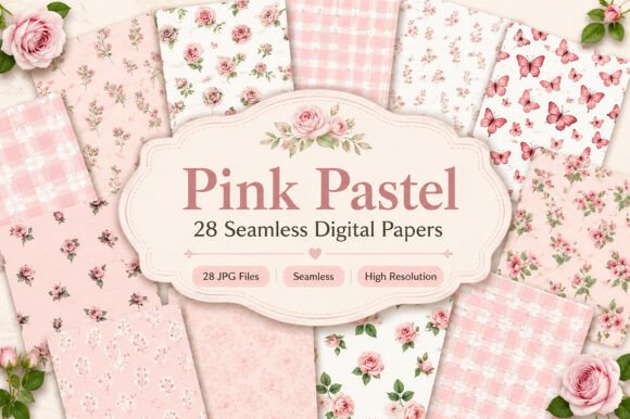 Download Pink Pastel Seamless Digital Paper Set - Digital paper Collection