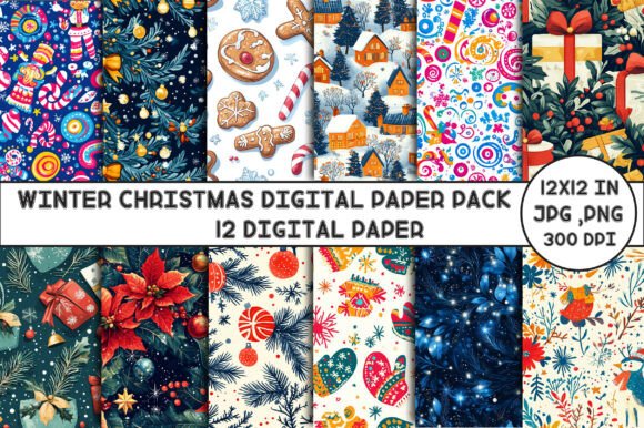 Download Winter Christmas Digital Paper Pack - Digital paper Collection
