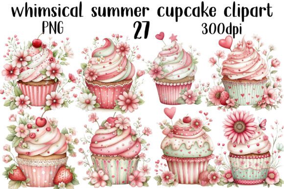 Download Whimsical Summer Cupcake Clipart - Cupcake Collection